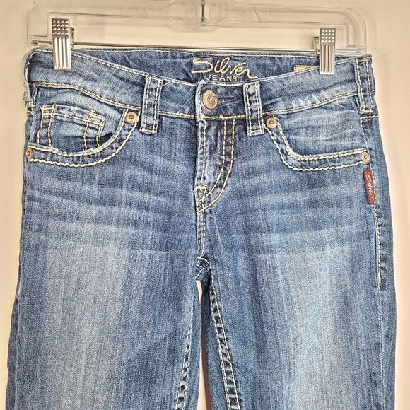 Silver Jeans Aiko Thick Embroidered Stitch Capri Denim Jeans - Picture 5 of 10